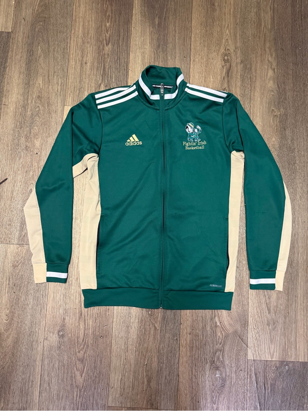 adidas Green & Cream Full-Zip Lightweight Track Suit
